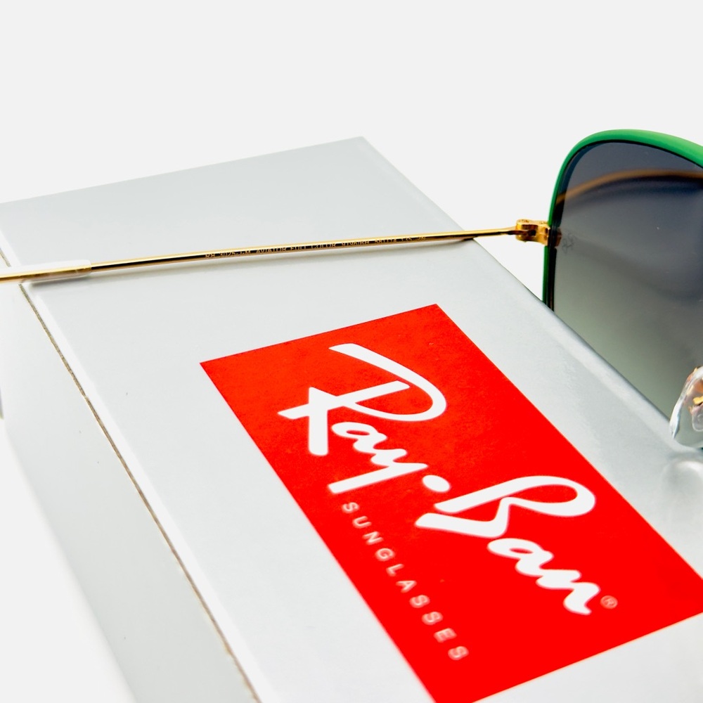 Ray-Ban Aviator Full Color Sunglasses RB3025JM Gold Green Frame Gradient Lenses - Picture 12 of 16